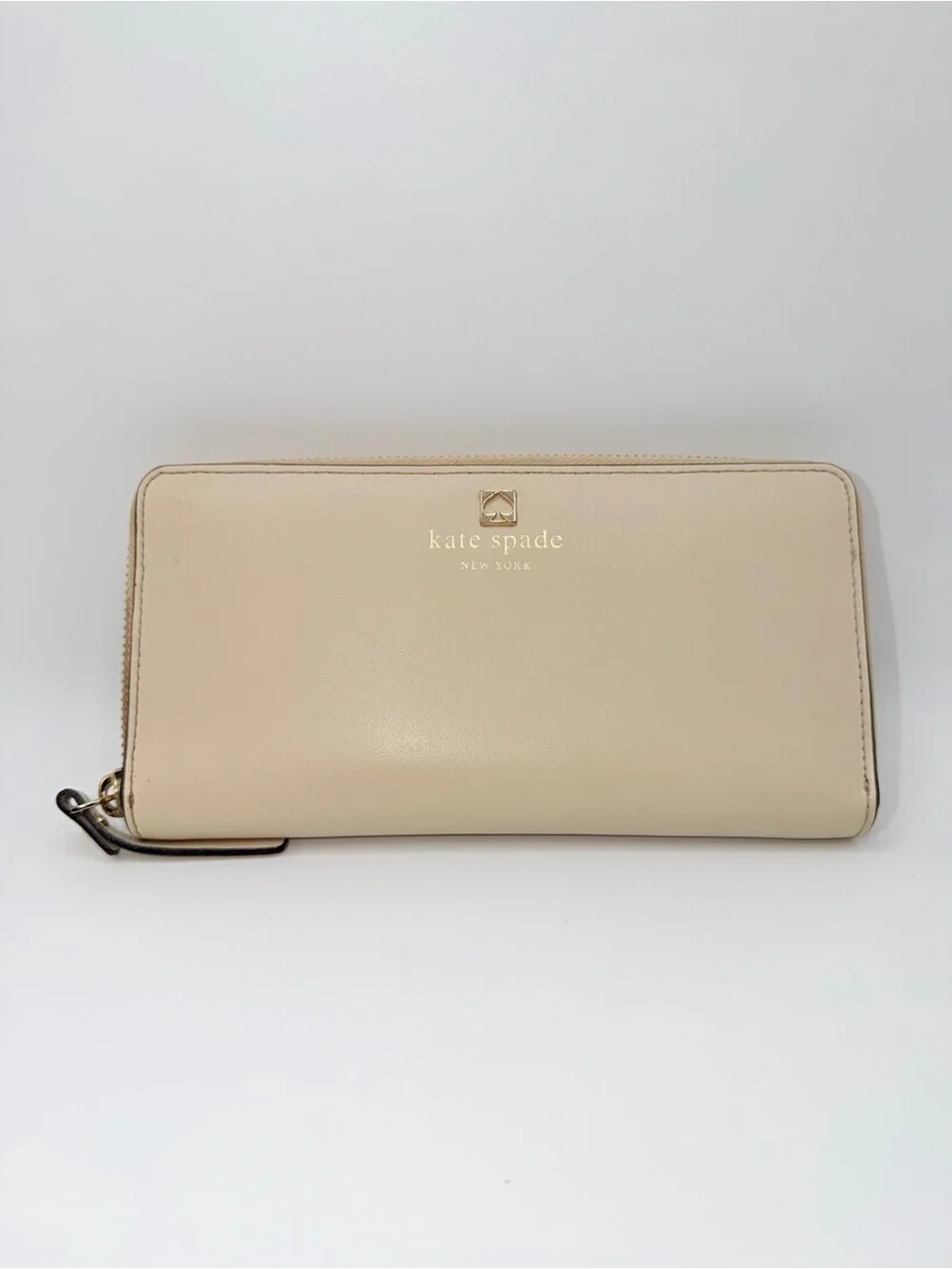 kate spade New York Cream Zip-Around Leather Wallet